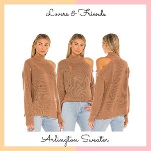 Lovers + Friends Distressed Arlington Sweater Taupe